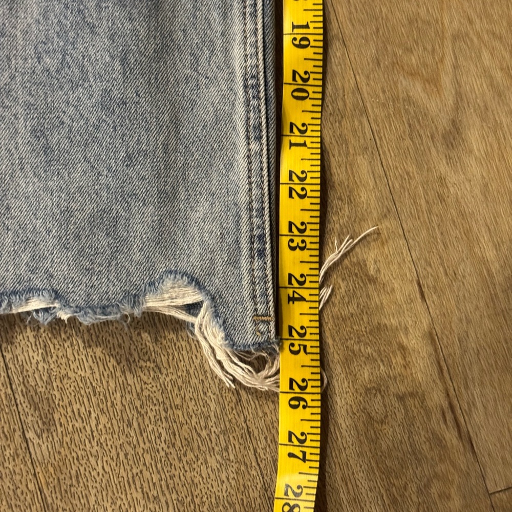 Women’s Straight Leg Distressed Jeans - Light Blue - Picture 5 of 6